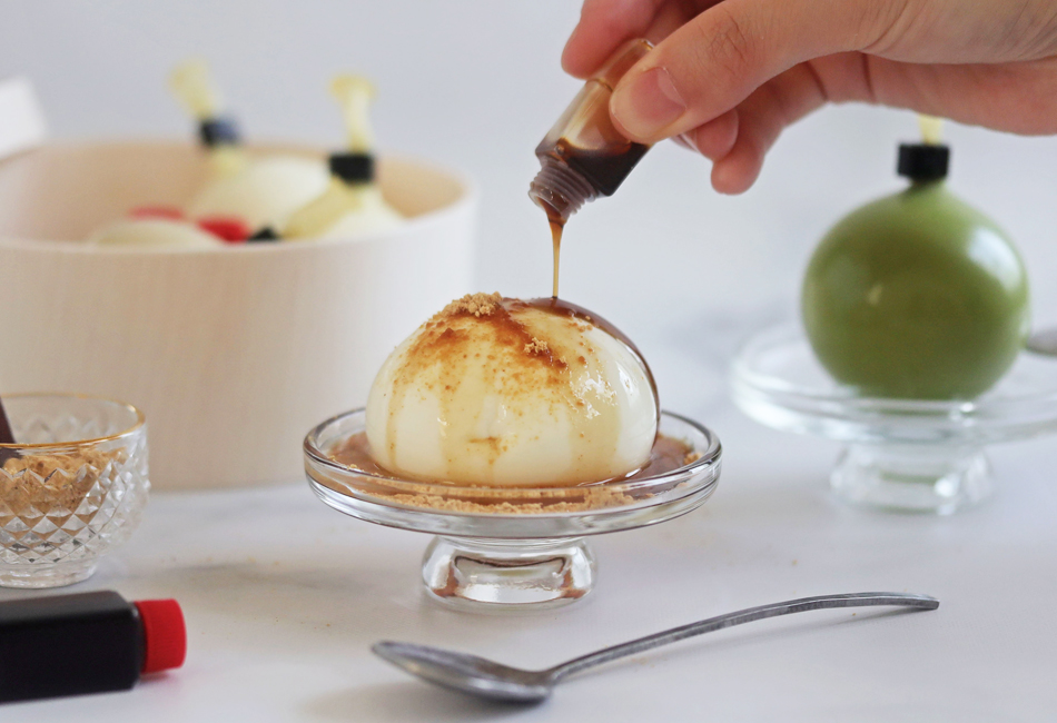 丸わっぱ 和ぷりん3種 5個入　ギフトBOX　みつたま　蜜をかけたところ