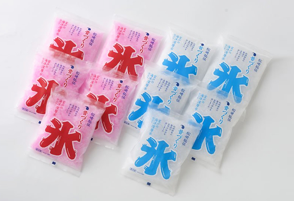 「昔づくり」袋氷　かき氷[みぞれ][いちご]　10袋セット　松崎冷菓