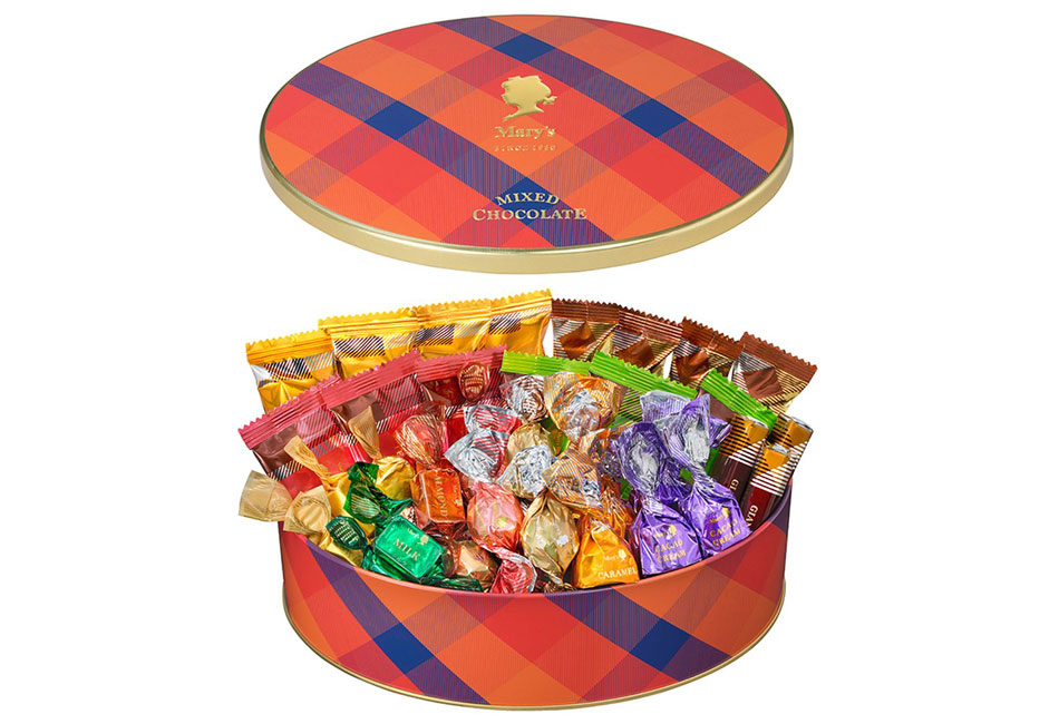 マロングラッセ　メリーチョコレート　チョコレートミックス缶