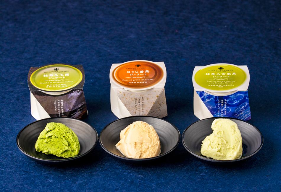 ジェラート6個入セット（抹茶＆玉露／ほうじ番茶／抹茶入玄米茶）×2個　中村茶舗