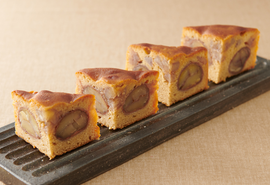 丹波栗のけーき　中島大祥堂　カットして並べたところ