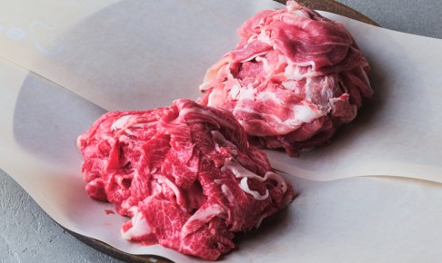 【お試し】国産黒毛和牛・国産豚：小間切れセット 各300g　日山