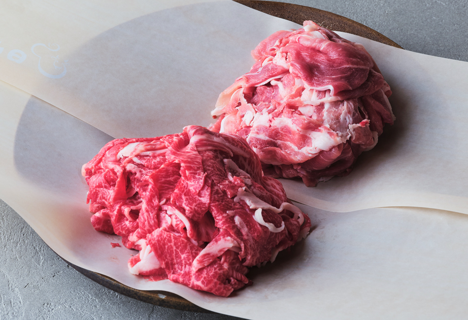 【お試し】国産黒毛和牛・国産豚：小間切れセット 各300g　日山